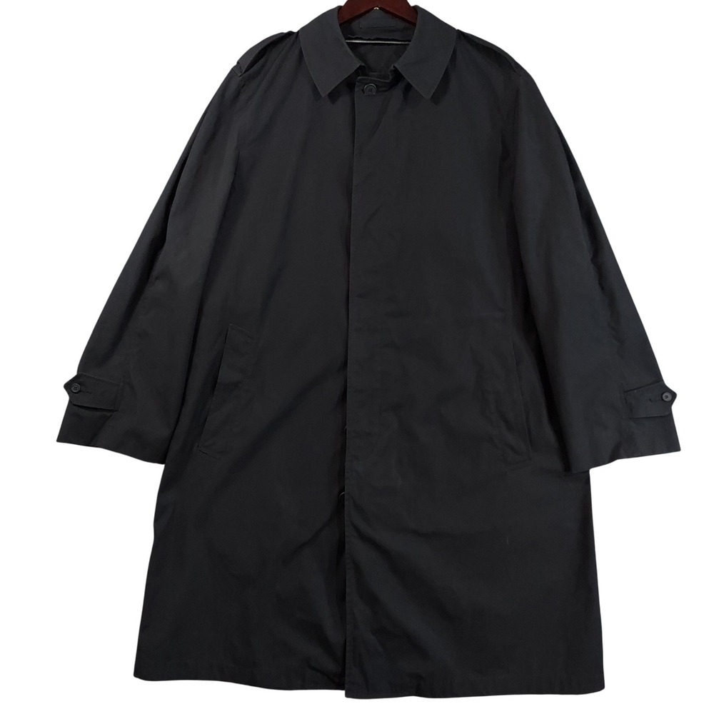 Patriot Trench Coat Men 44L Black Overcoat US Navy Military No Liner